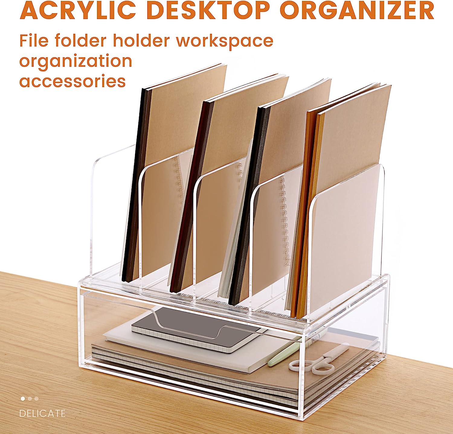HeZone Desk Organizers and Storage, Office Organization Storage, Clear Acrylic Office Desk Organizers and Accessories with Drawer- 1 Pack - Image 2